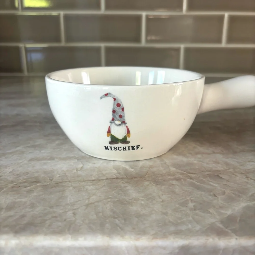 Rae Dunn Christmas Gnomes Mischief, Merry & Magic Soup Bowls with Handles